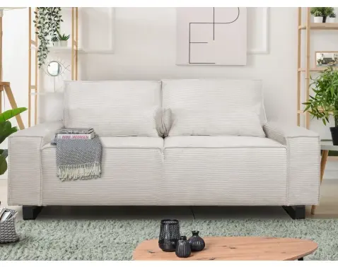 Dvoumístná pohovka Cassino, krémová strukturovaná látka