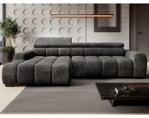 Rohová sedačka Bull,grafitová tkanina,levý roh,elektrické polohování