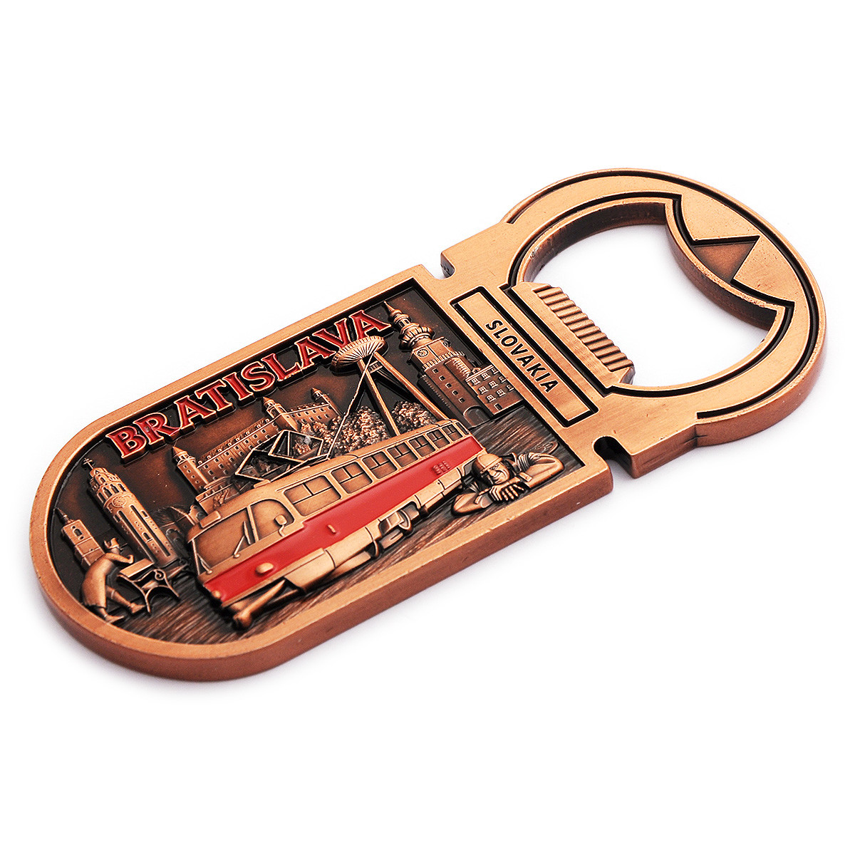 Kovový otvírák na magnet Slovakia Bratislava - bronzový