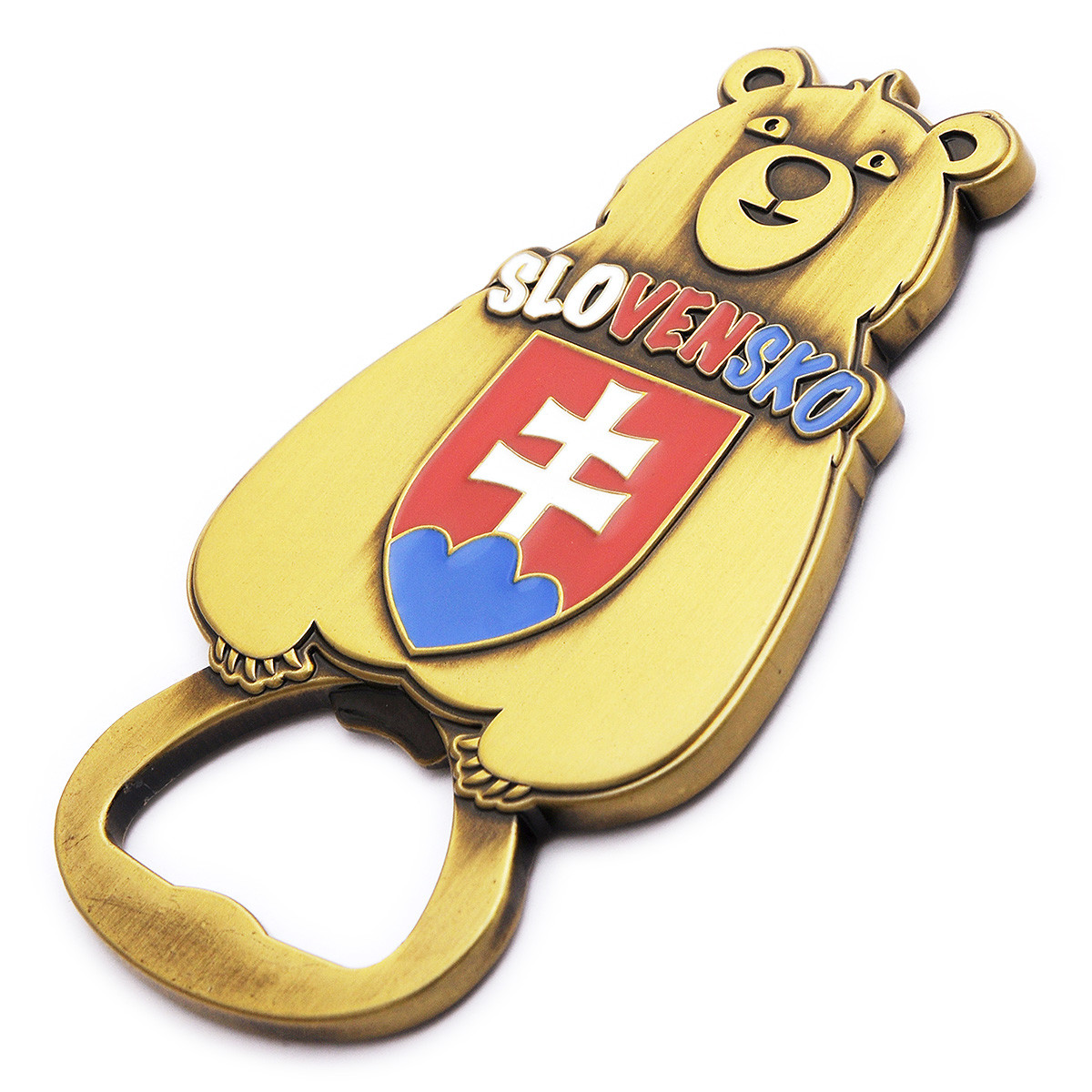 Kovový otvírák na magnet Slovakia Medvěd - zlatý-hnědý