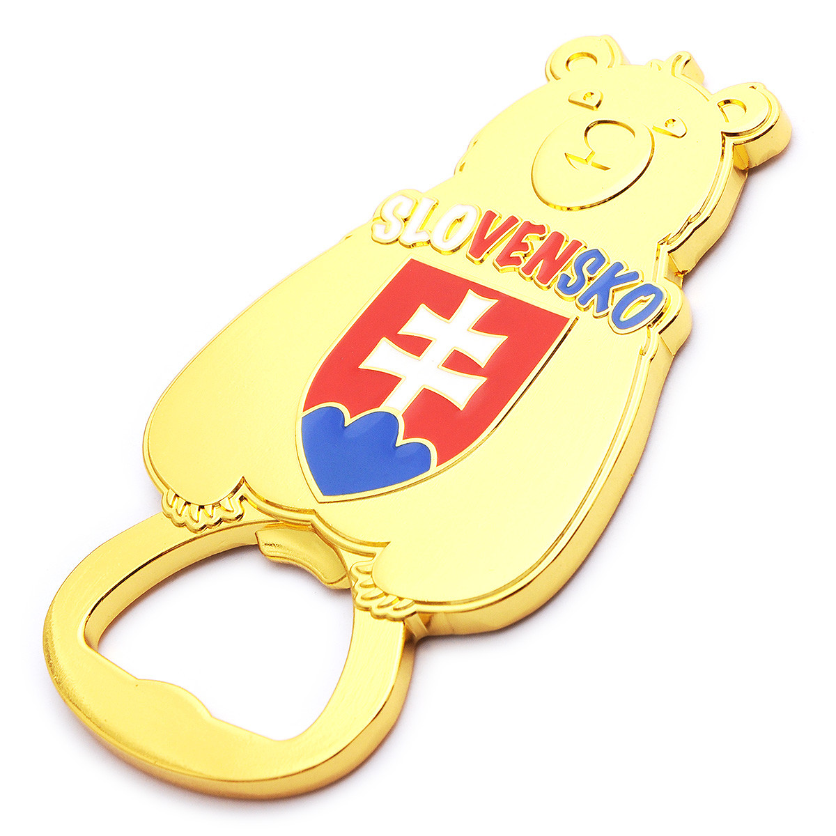 Kovový otvírák na magnet Slovakia Medvěd - zlatý