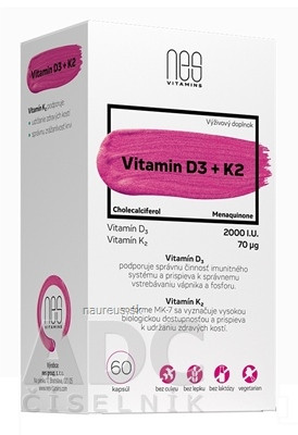 nes group, s. r. o. nesVITAMINS Vitamin D3 2000 IU + K2 70 μg cps 1x60 ks