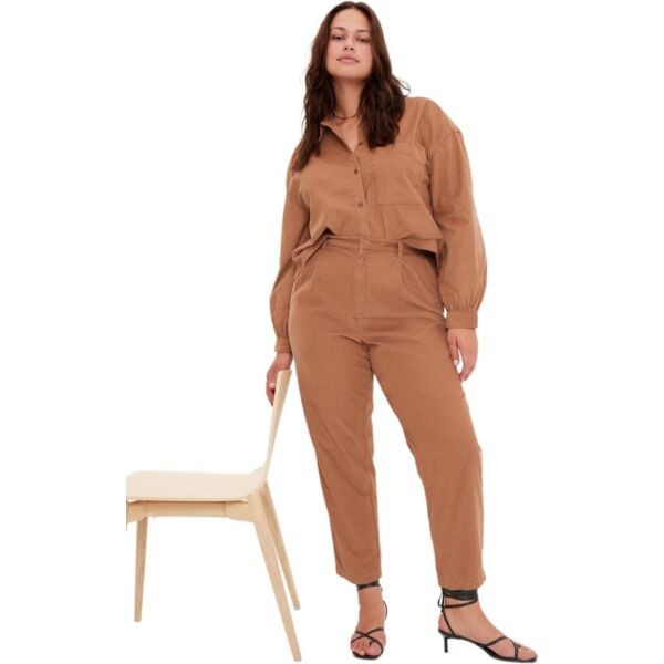 GAP PLEATED TAPERED CORD Dámské kalhoty, béžová, velikost