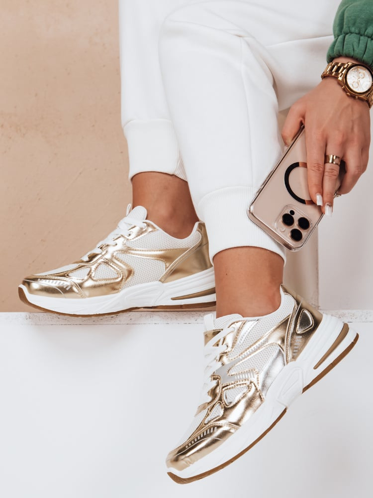 Sneakersy damskie na płaskiej podeszwie ROYALFIT złote Dstreet
