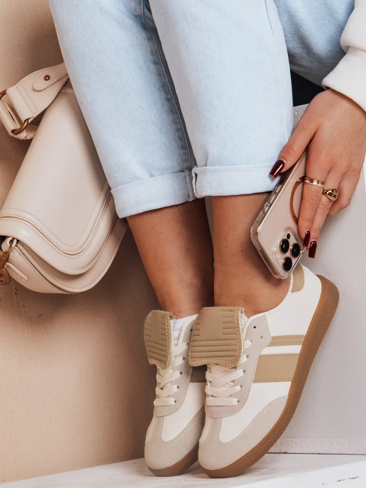 Sportowe sneakersy damskie SNIKAR beżowe Dstreet