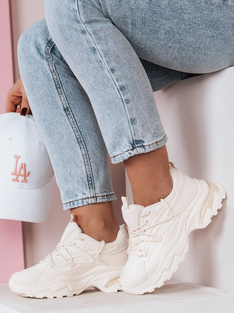 Sneakersy damskie na grubszej podeszwie SOFTLACE beżowy Dstreet