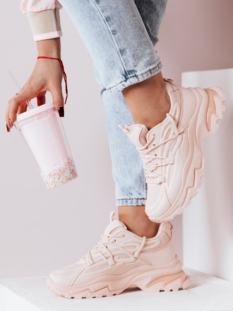 Sneakersy damskie na grubszej podeszwie SOFTLACE różowe Dstreet