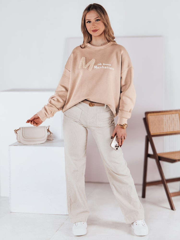 Bluza damska one size oversize AVENUE beżowa Dstreet