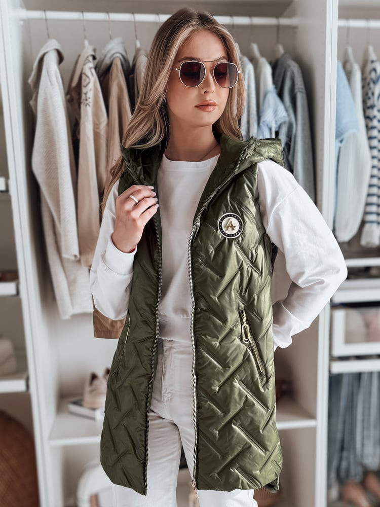 Kamizelka damska przejściowa pikowana GRANDI zielona Dstreet