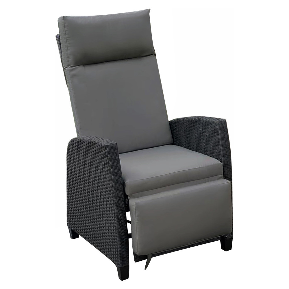 Kondela Zahradní polohovací křeslo, černá/šedá, PAVIO