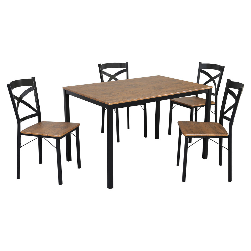 Kondela Jídelní set 1+4, černá tmavá/černá, HAIM