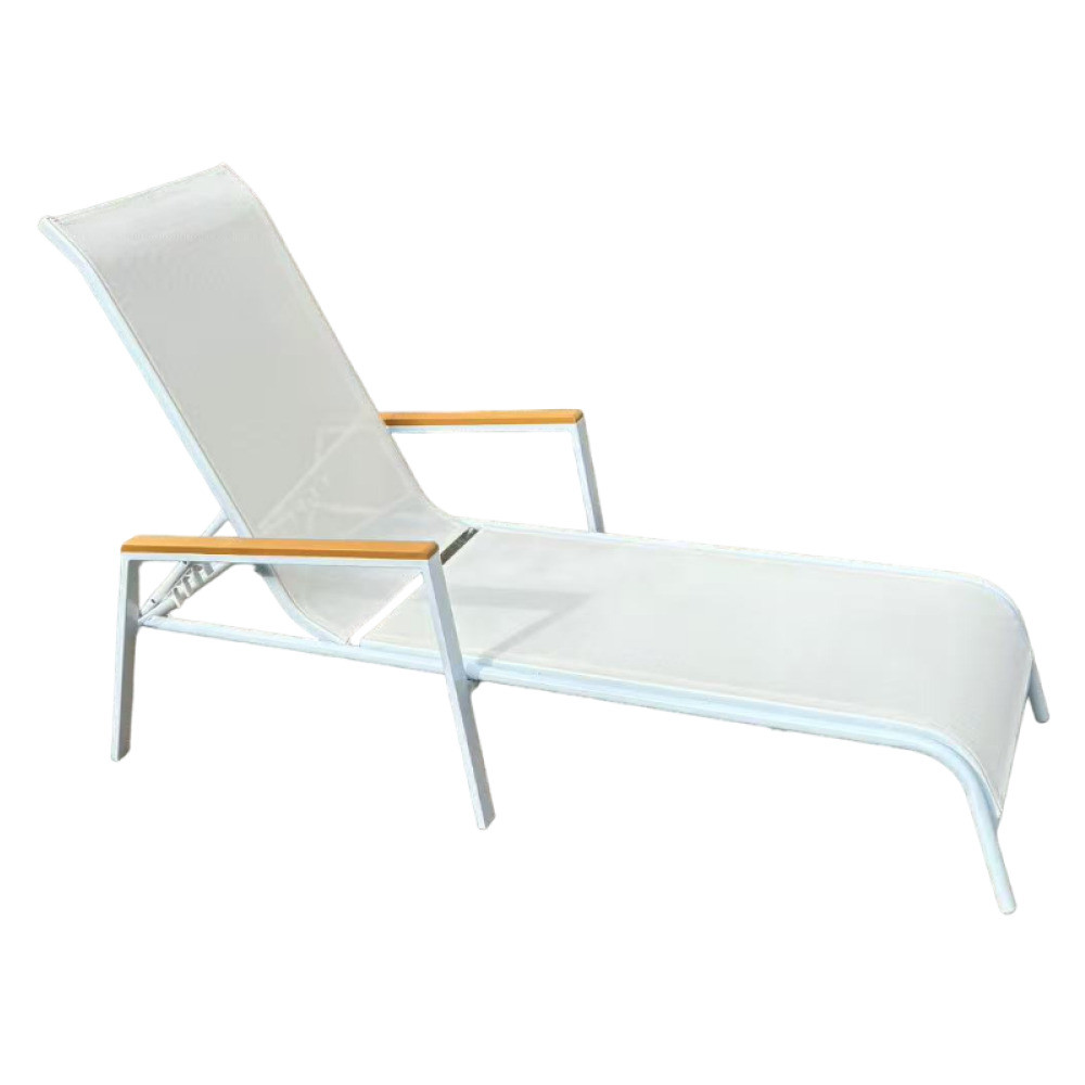 Kondela Zahradní lehátko, bílá ocel/dub, BONTO