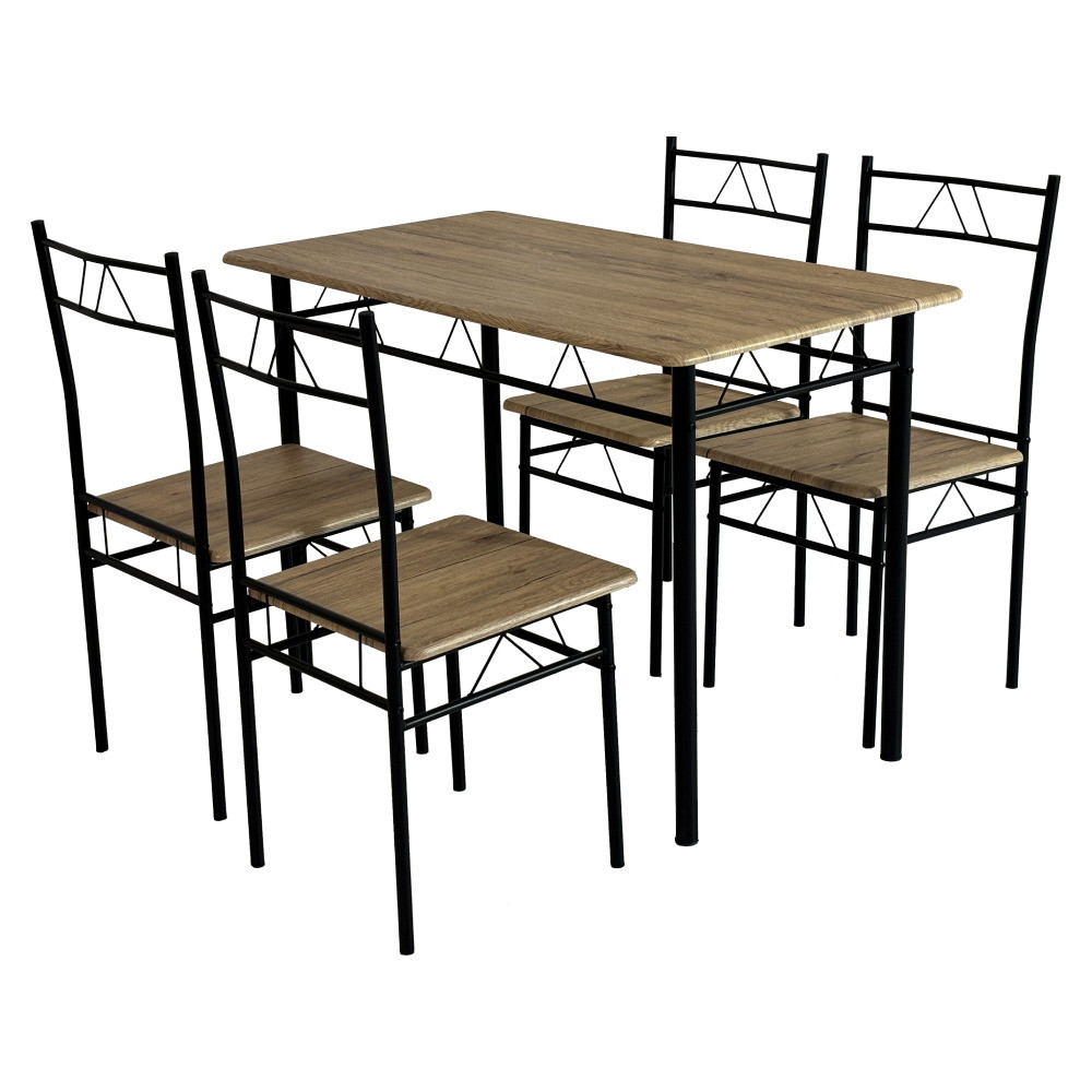 Kondela Jídelní set 1+4, dub světlý/černá, PAON