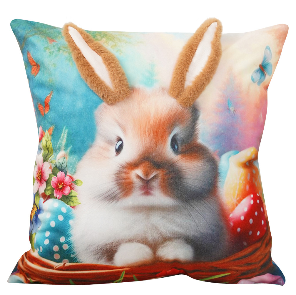 Velikonoční polštář 3D HELLO BUNNY IX. 40x40 cm  Mybesthome Varianta: Povlak na polštář, 40x40 cm