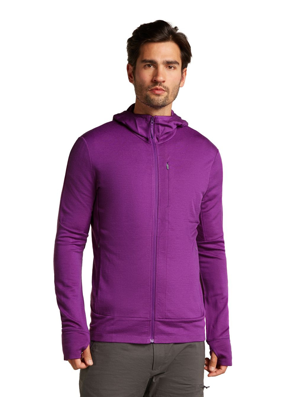 ICEBREAKER Mens Mer 260 QuantuMens IV LS Zip Hoodie, Passion (vzorek) velikost: S