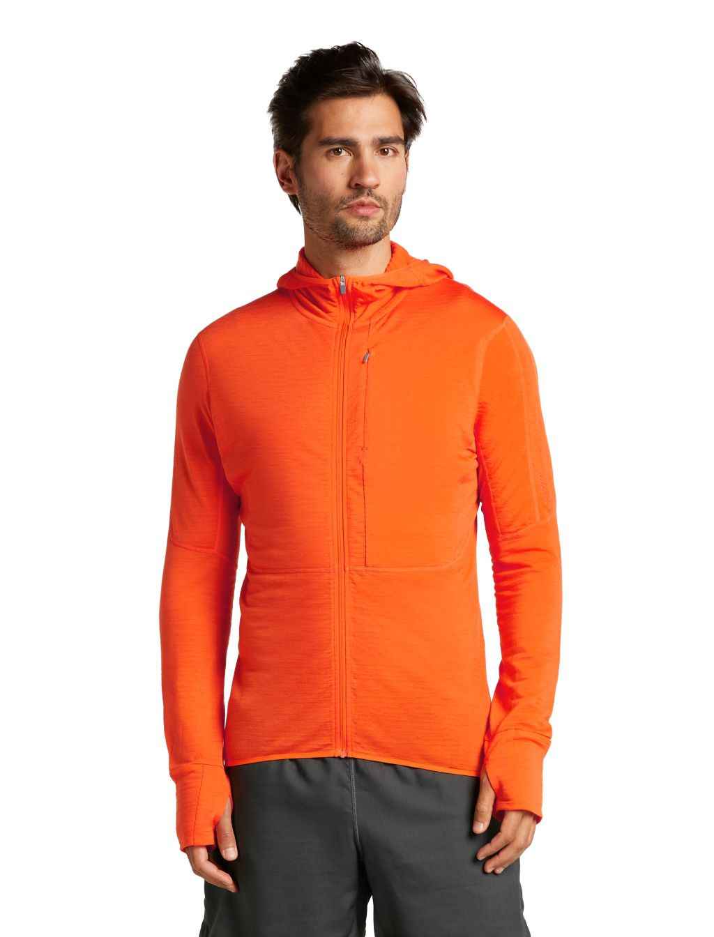 ICEBREAKER Mens Mer 200 Realfleece Descender LS Zip H, Blaze (vzorek) velikost: M
