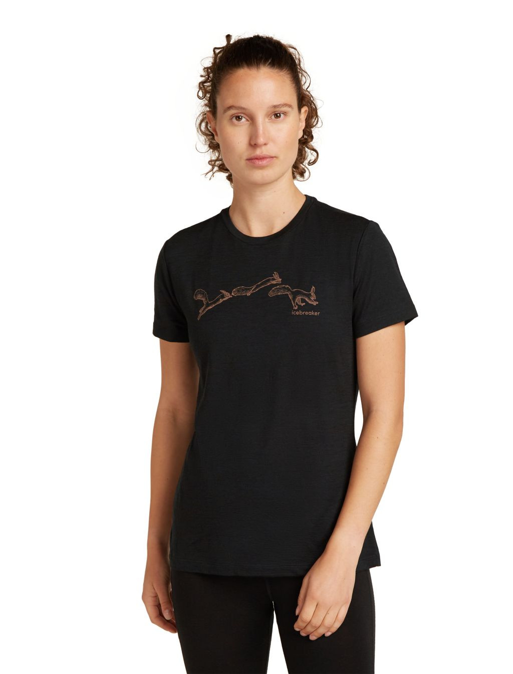 ICEBREAKER W 150 Tech Lite SS Tee Airbourne Squ, Black velikost: L