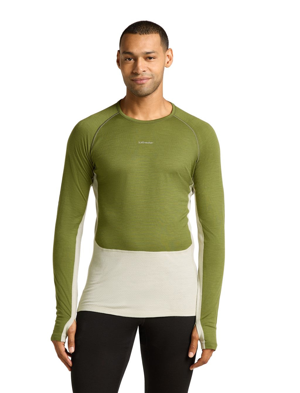 ICEBREAKER Mens Mer 200 ZoneKnit LS Crewe, Ashen/Sphagnum/Cb (vzorek) velikost: M
