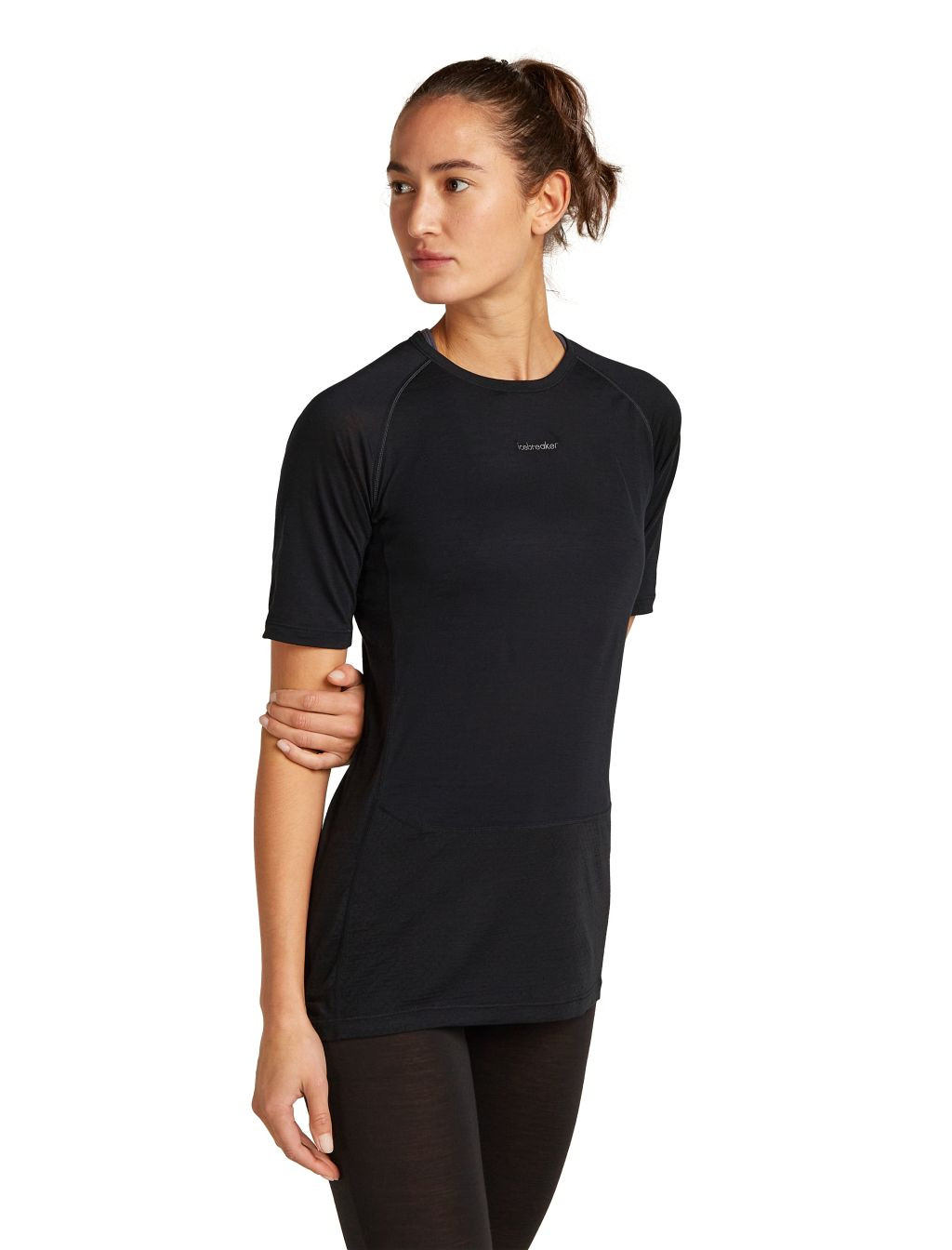 ICEBREAKER W 125 ZoneKnit SS Crewe, Black velikost: L