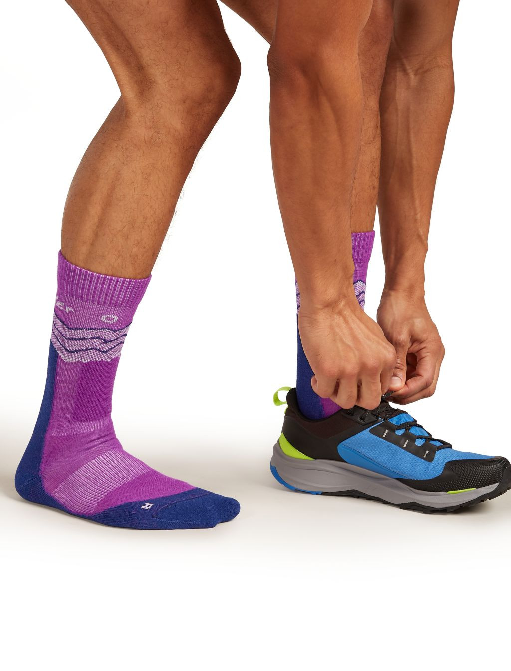 ICEBREAKER Mens Mer Hike+ MediuMens Crew Across the Peaks, Passion/Royal Navy/Ether (vzorek) velikost: M