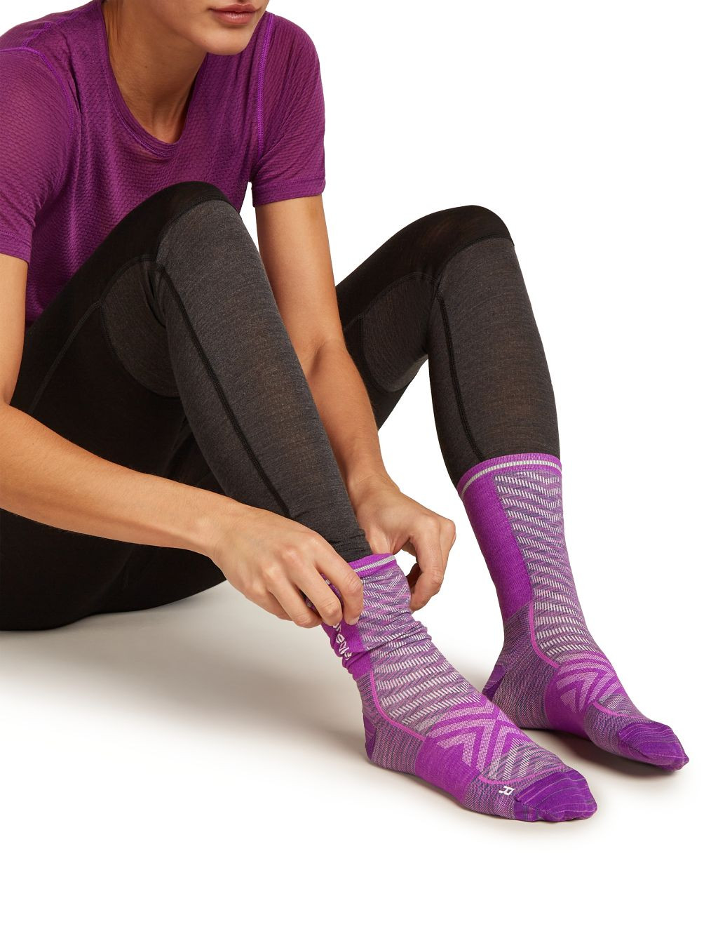 ICEBREAKER W Run+ Ultralight Crew Fusion Dye, Passion Sd/Passion/Snow velikost: L