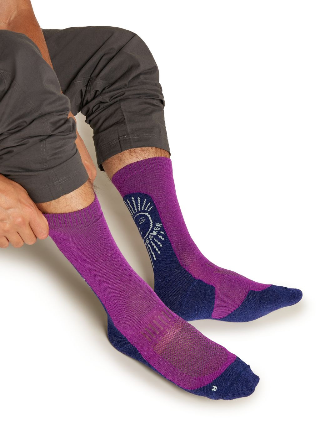 ICEBREAKER Mens Mer Hike+ Light Crew IB Solar, Passion/Royal Navy/Mint (vzorek) velikost: M