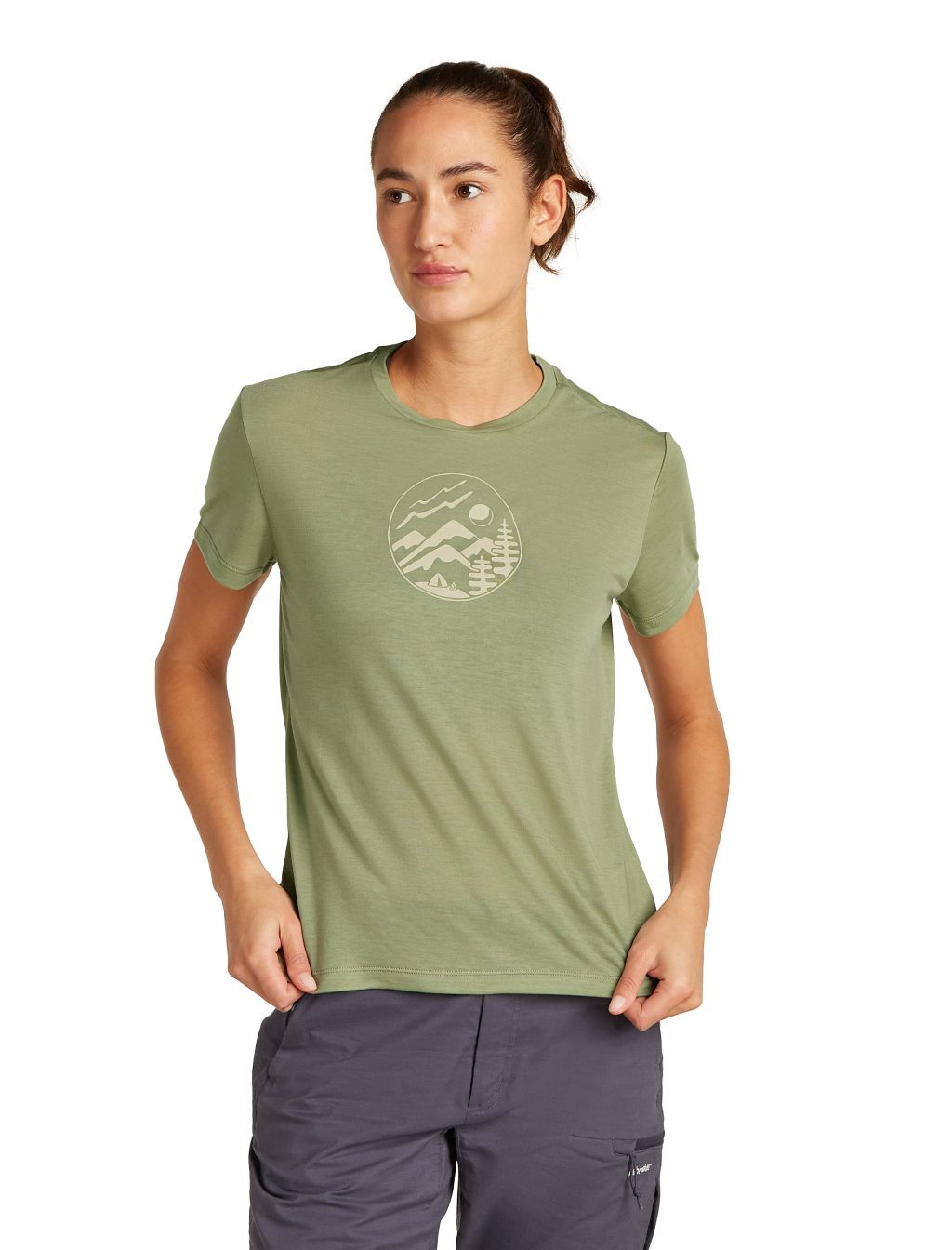 ICEBREAKER Wmns Mer Core SS Tee Camping Circle, Lichen (vzorek) velikost: S