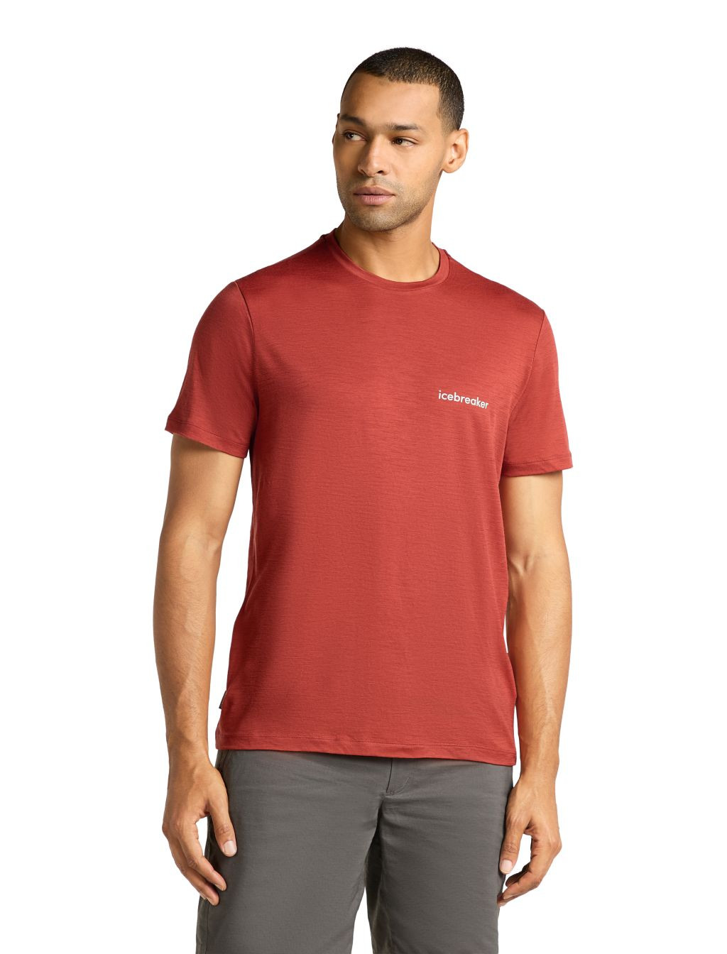 ICEBREAKER Mens Mer 150 Tech Lite SS Tee IB Wordmark, Jasper (vzorek) velikost: M
