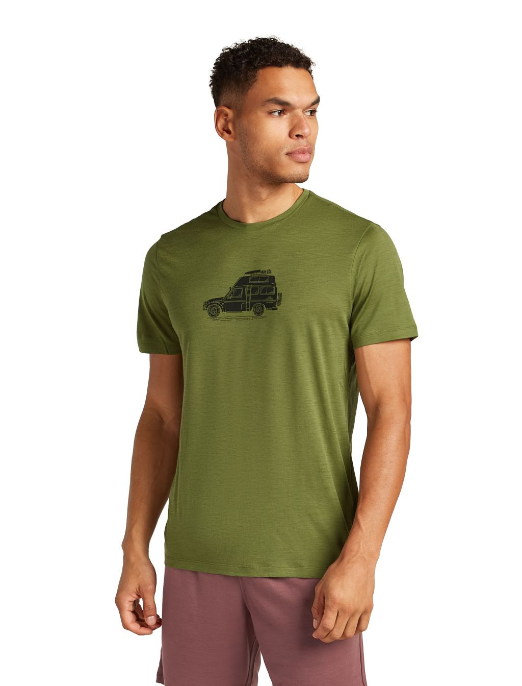 ICEBREAKER Mens Mer 150 Tech Lite SS Tee Cosy Camper, Sphagnum (vzorek) velikost: M