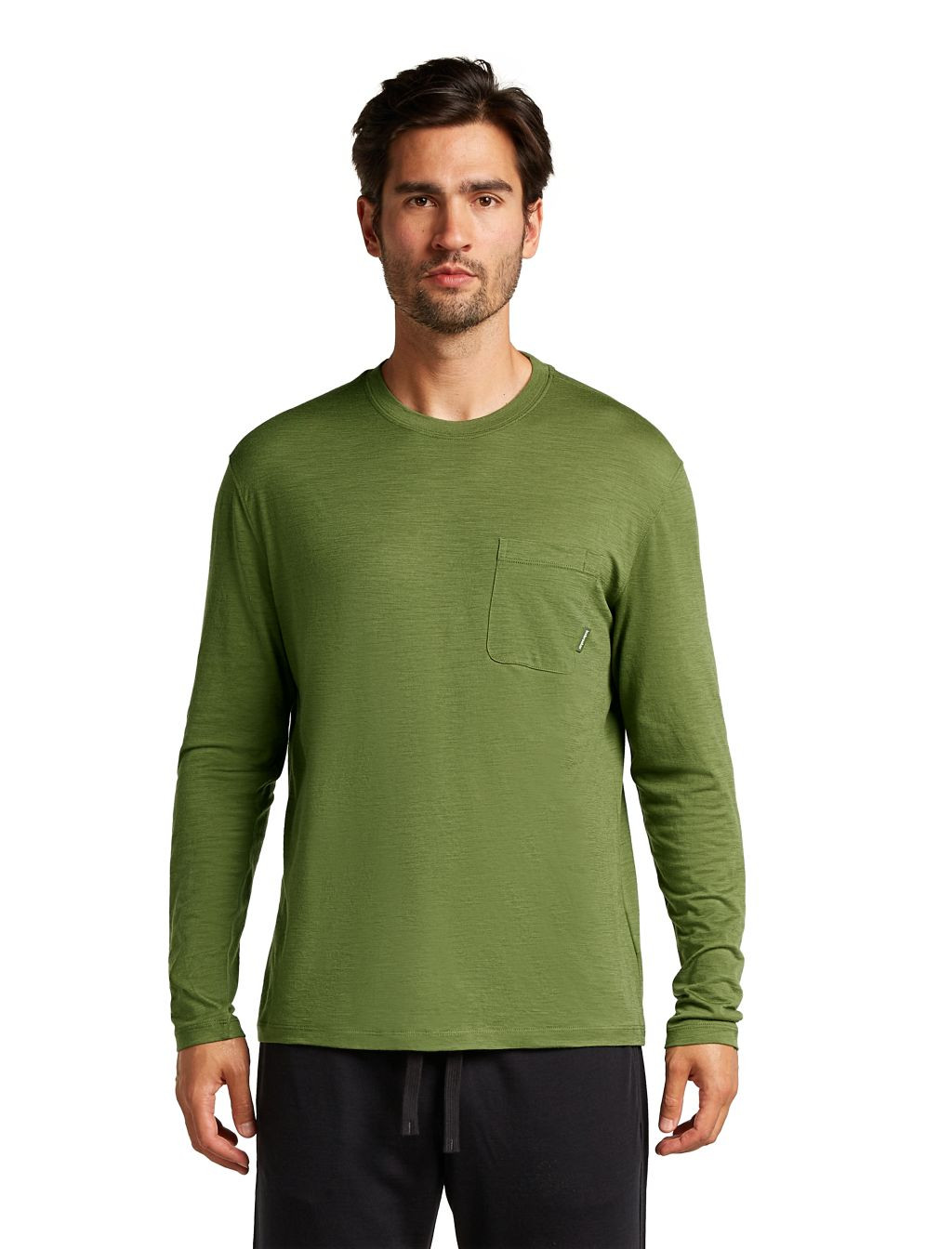 ICEBREAKER Mens Mer Tech Lite III LS Relaxed Pocket Te, Sphagnum (vzorek) velikost: M