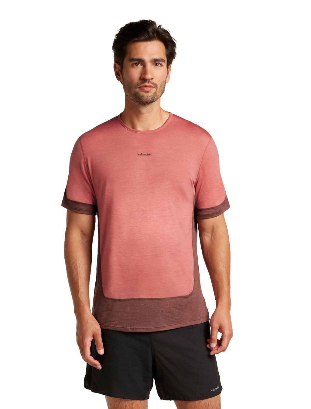 ICEBREAKER Mens Merino Blend 125 ZoneKnit™ Energy Wind SS Tee, Carob/Plume/Cb (vzorek) velikost: M