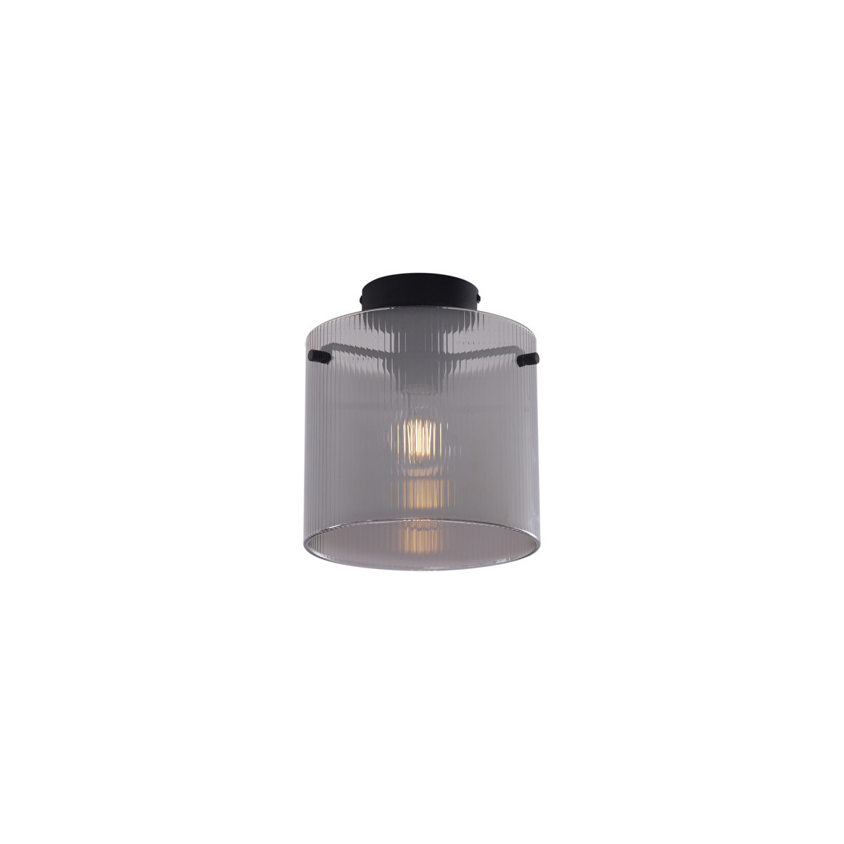 Art Deco stropní svítidlo černé s kouřovým sklem - Laura