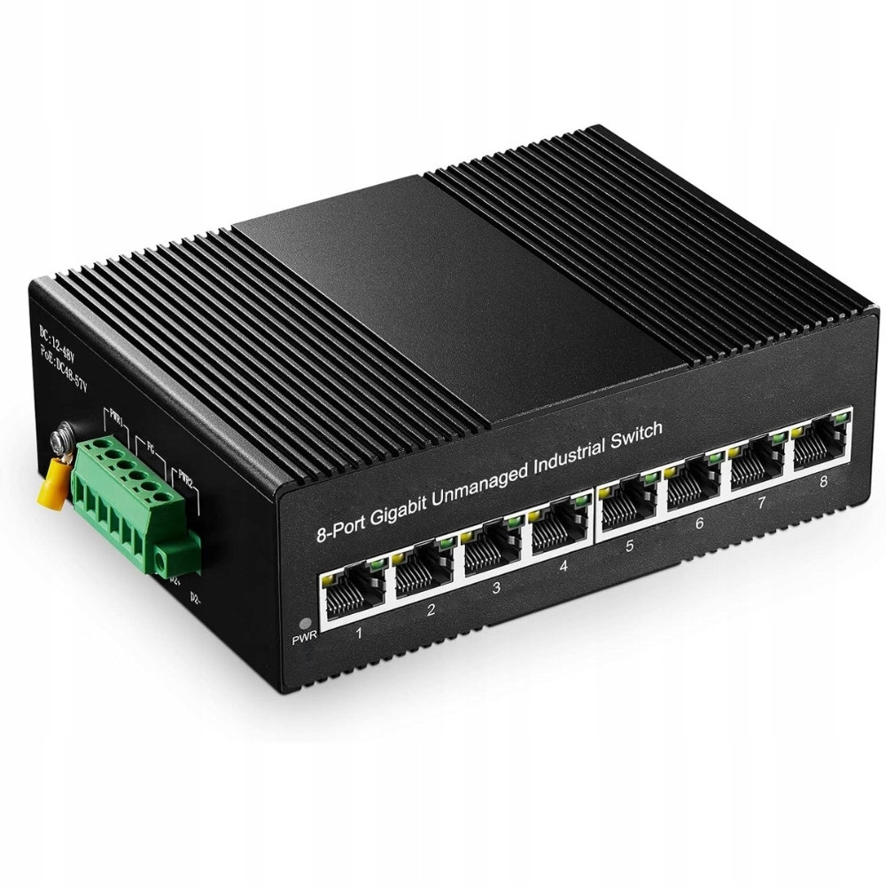 Binardat 8portový Gigabit Din Rail Industrial Ethernet Switch