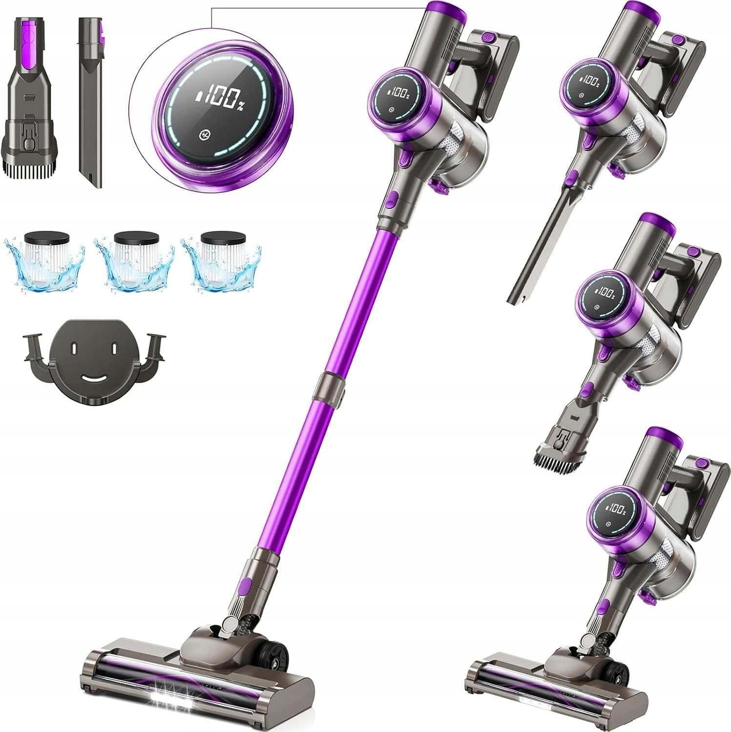 Bezdrátový tyčový vysavač Suafsu P2 Fialový