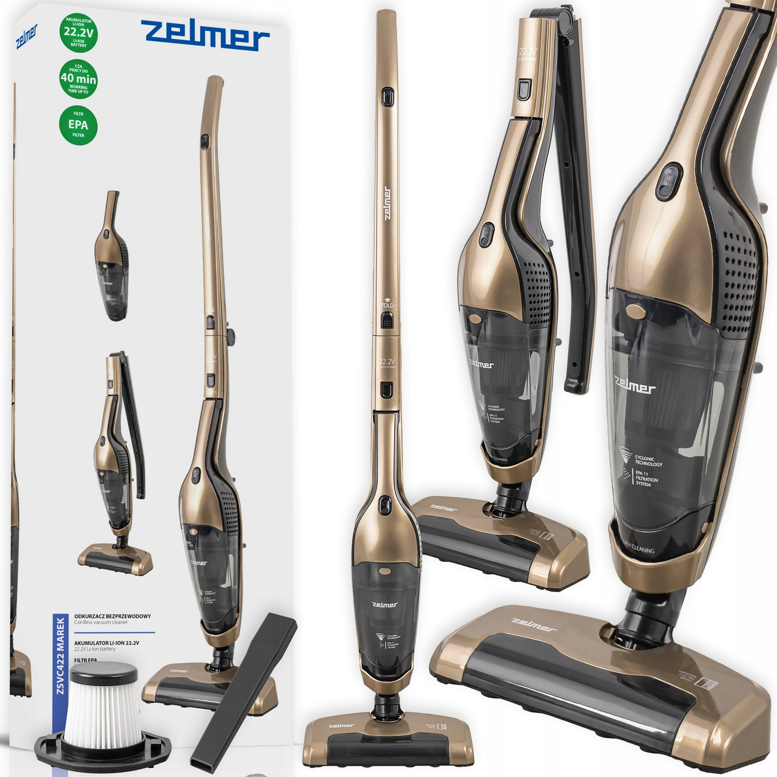 Tyčový vysavač Zelmer ZSVC422 Marek žlutý/zlatý