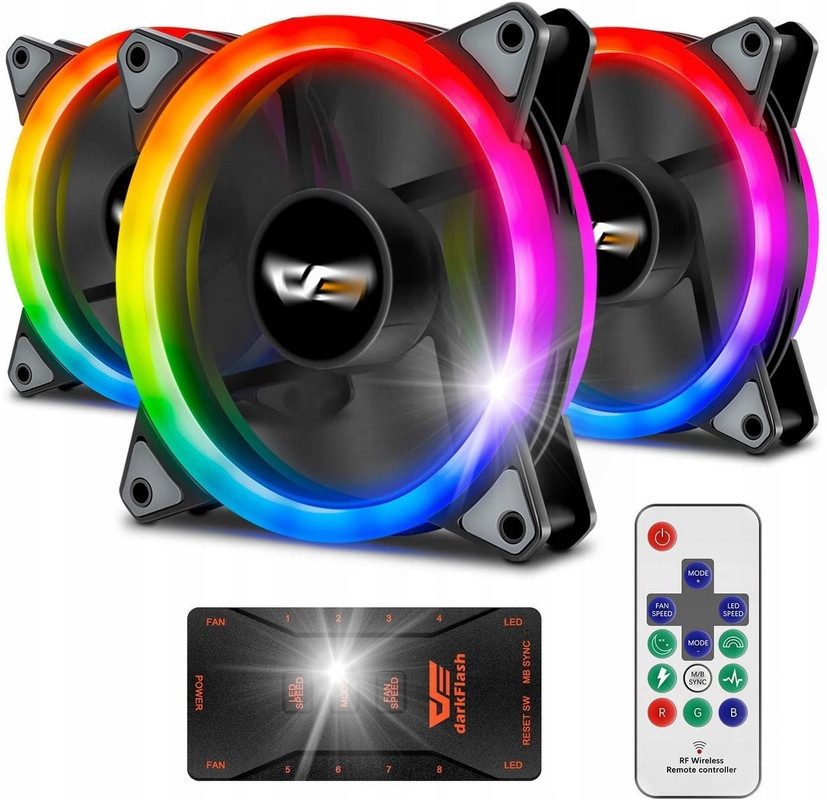 Darkflash Dr12pro Ventilátory Do Počítače Argb Ovladač Dálkové ovládání 3v1 Sada