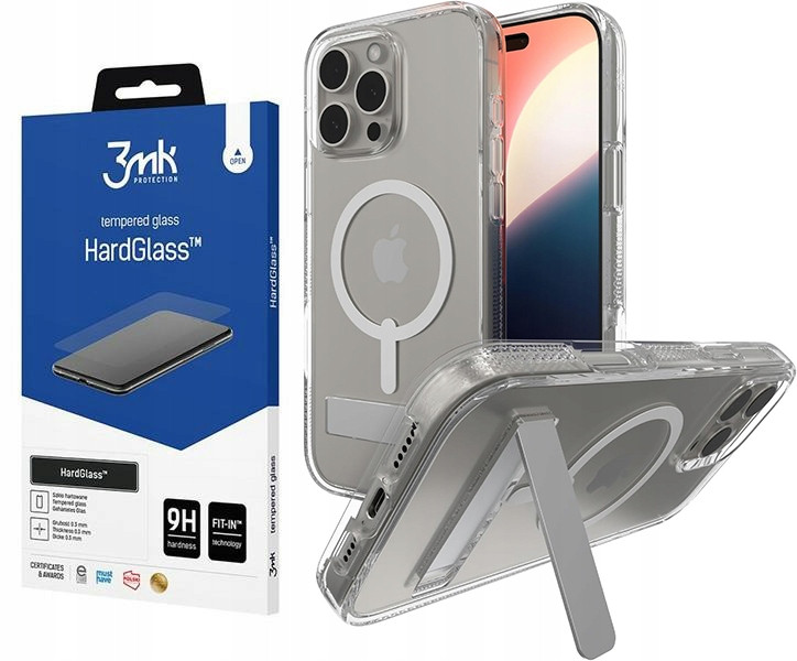 Set Zagg pouzdro MagSafe kryt Stand case pro iPhone 16 Pro Sklo 3MK