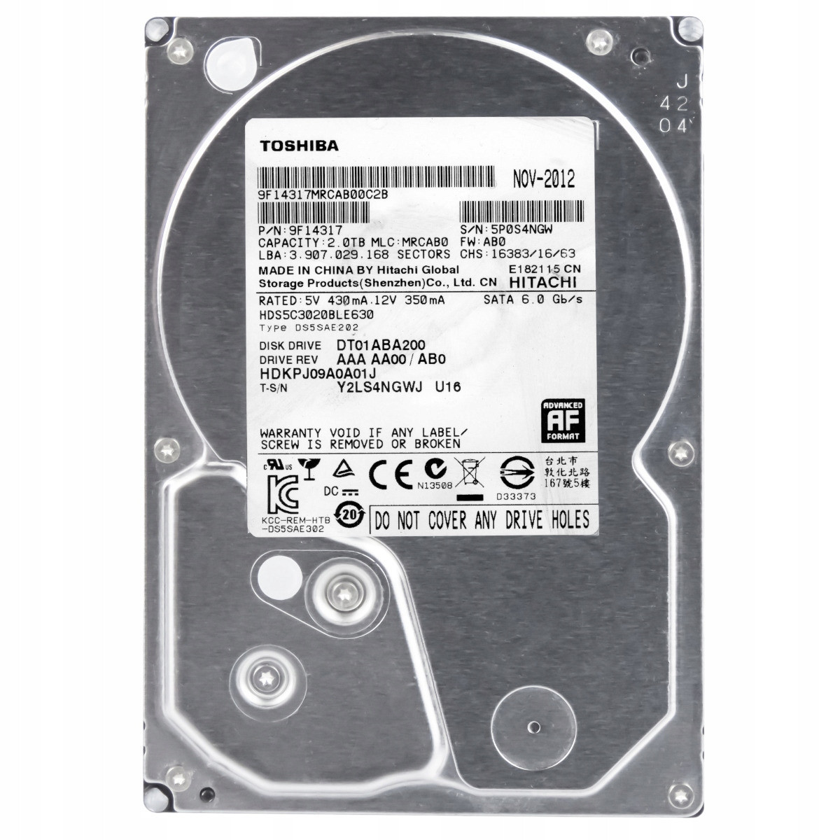 Toshiba 2TB 5,7K 32MB Sata III 3,5'' DT01ABA200
