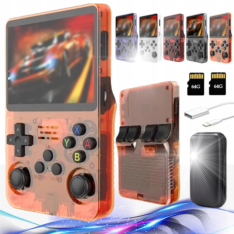R36S 64G+64G Přenosná retro herní konzole, zabudovaná do více než 20000 her