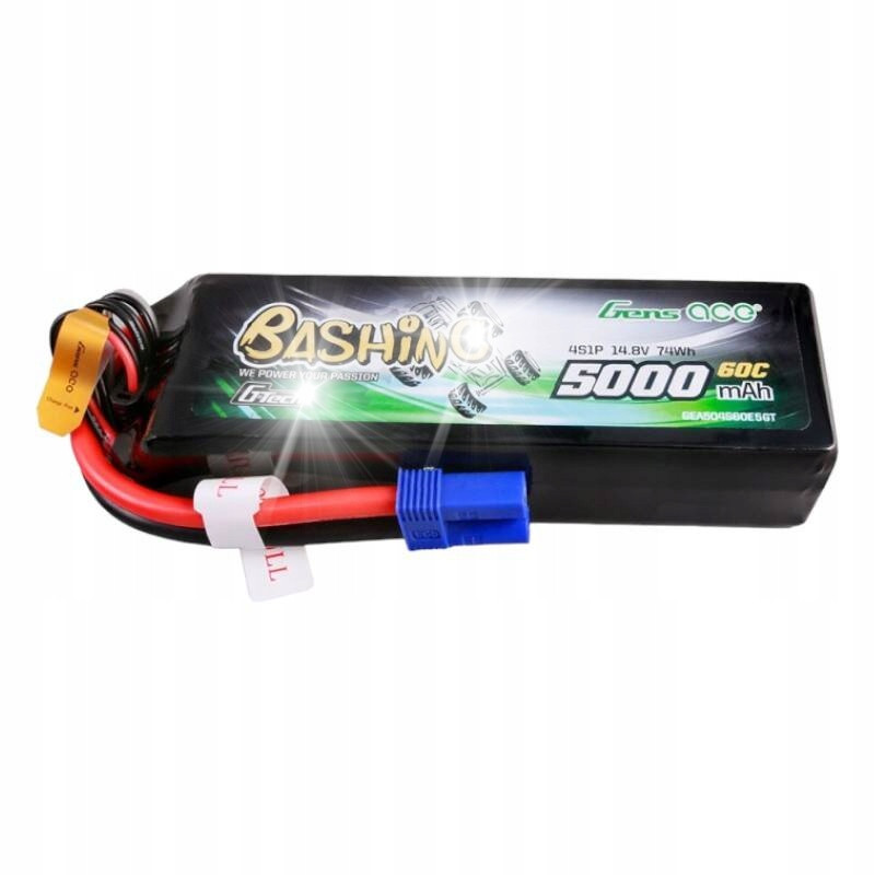 Gens Ace Výkonná Akumulátor Baterie Lipo 5000MAH 14.8V 4S1P 60C Konektor EC5