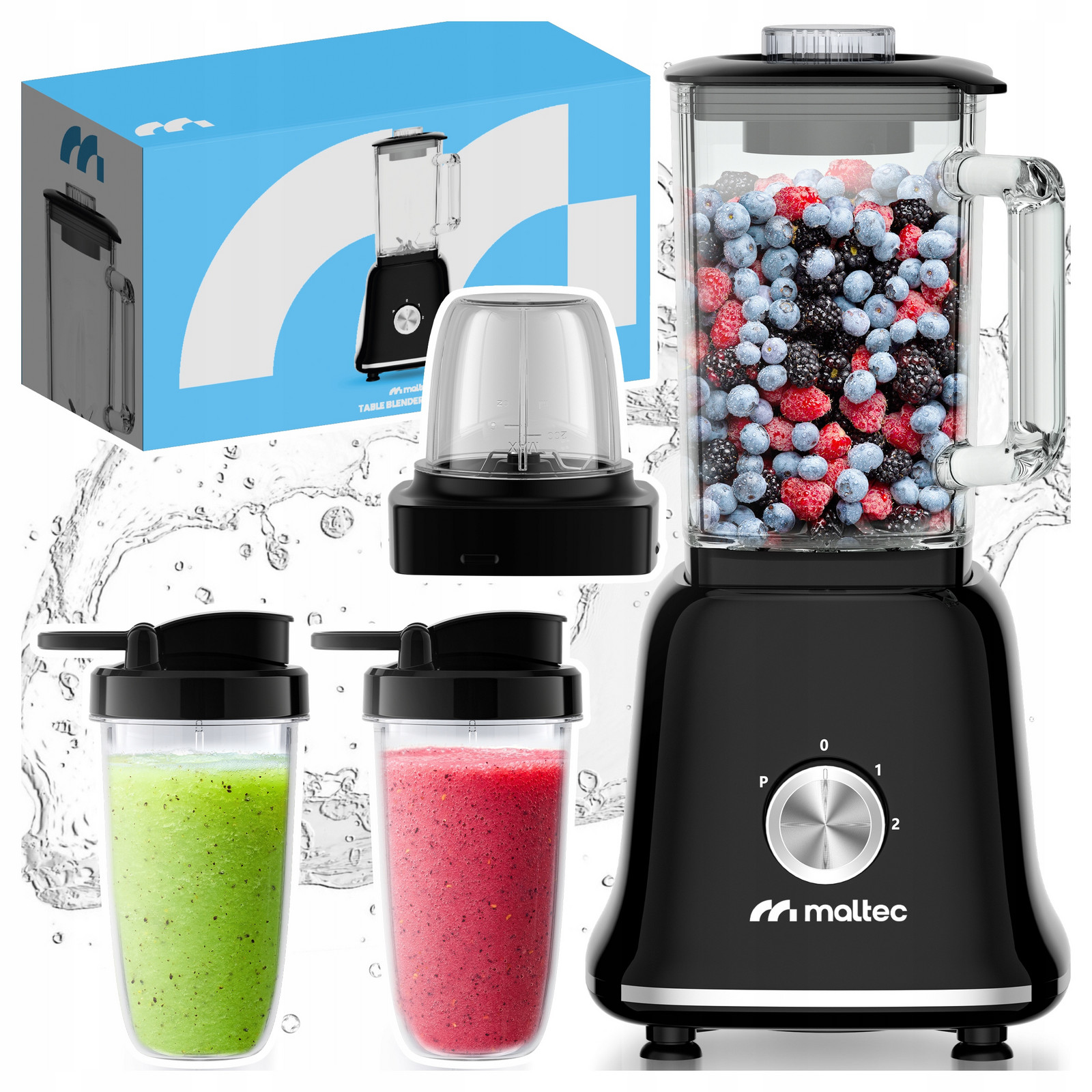 Skleněný Stolní Mixér Na Smoothie Mlýnek 2 Lahve Velký 1600ML