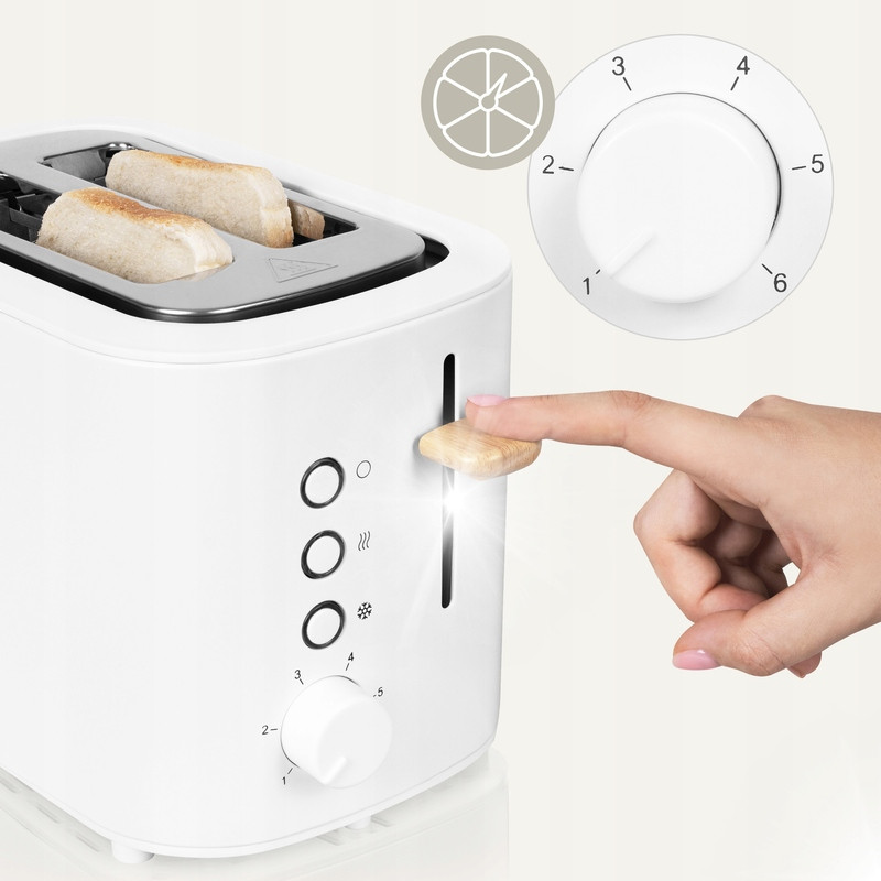 Toustovač Elektrický na tousty Topinkovač Sendvičovač Bílý 820W 6 úrovní 3režimy
