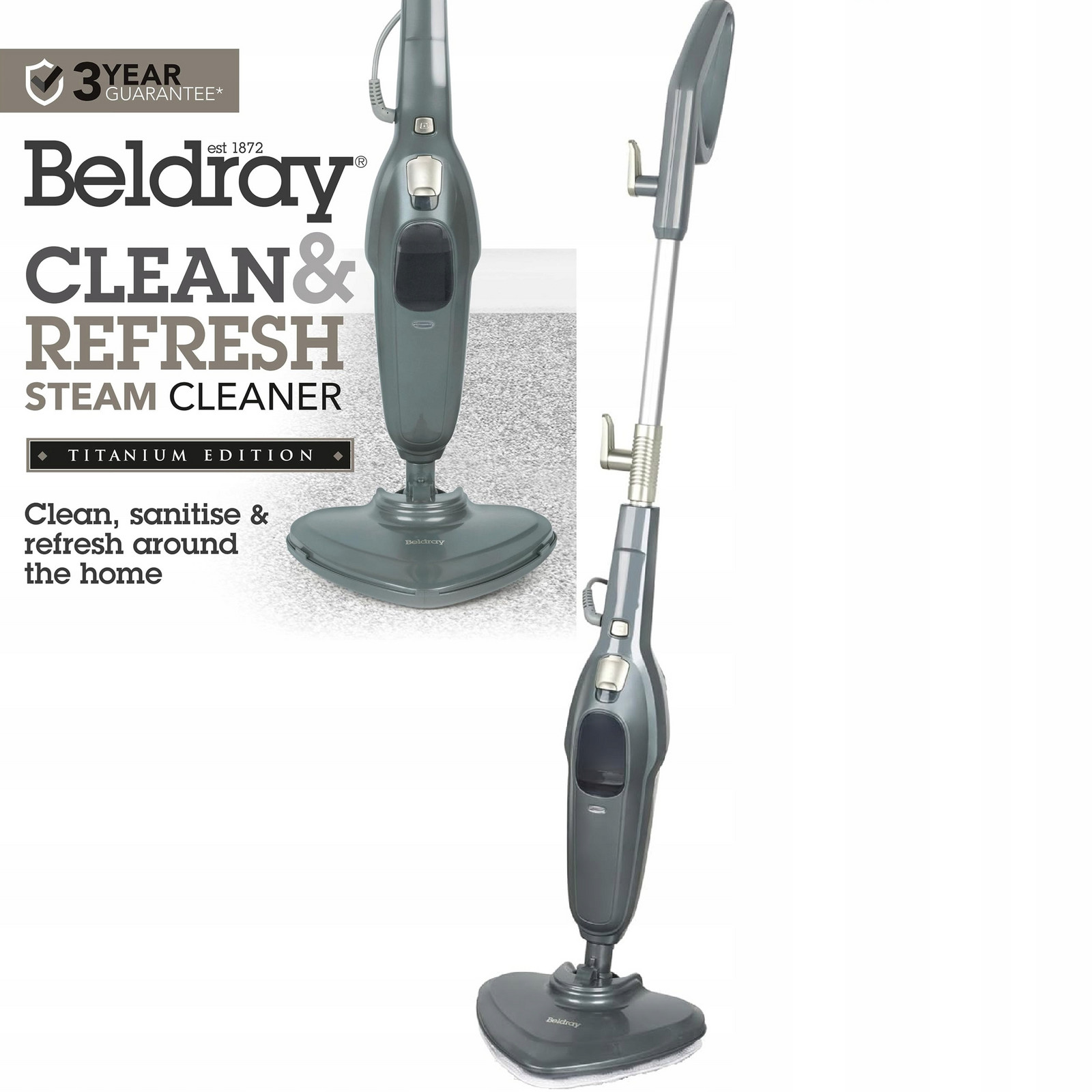 Parní mop Beldray Clean & Refresh parní čistič 350ml 1300W mělké koberce