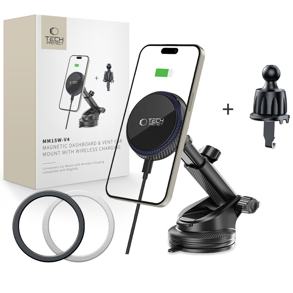 Držák Do Auta S Qi Magsafe Nabíječkou Na Kokpit Na Sklo Na Telefon