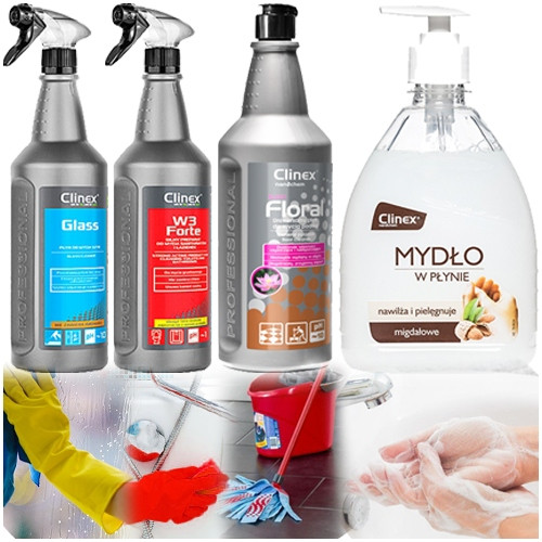 Clinex Skla Toalety Podlahy Mýdlo 4v1 Univerzální Sada Koupelna