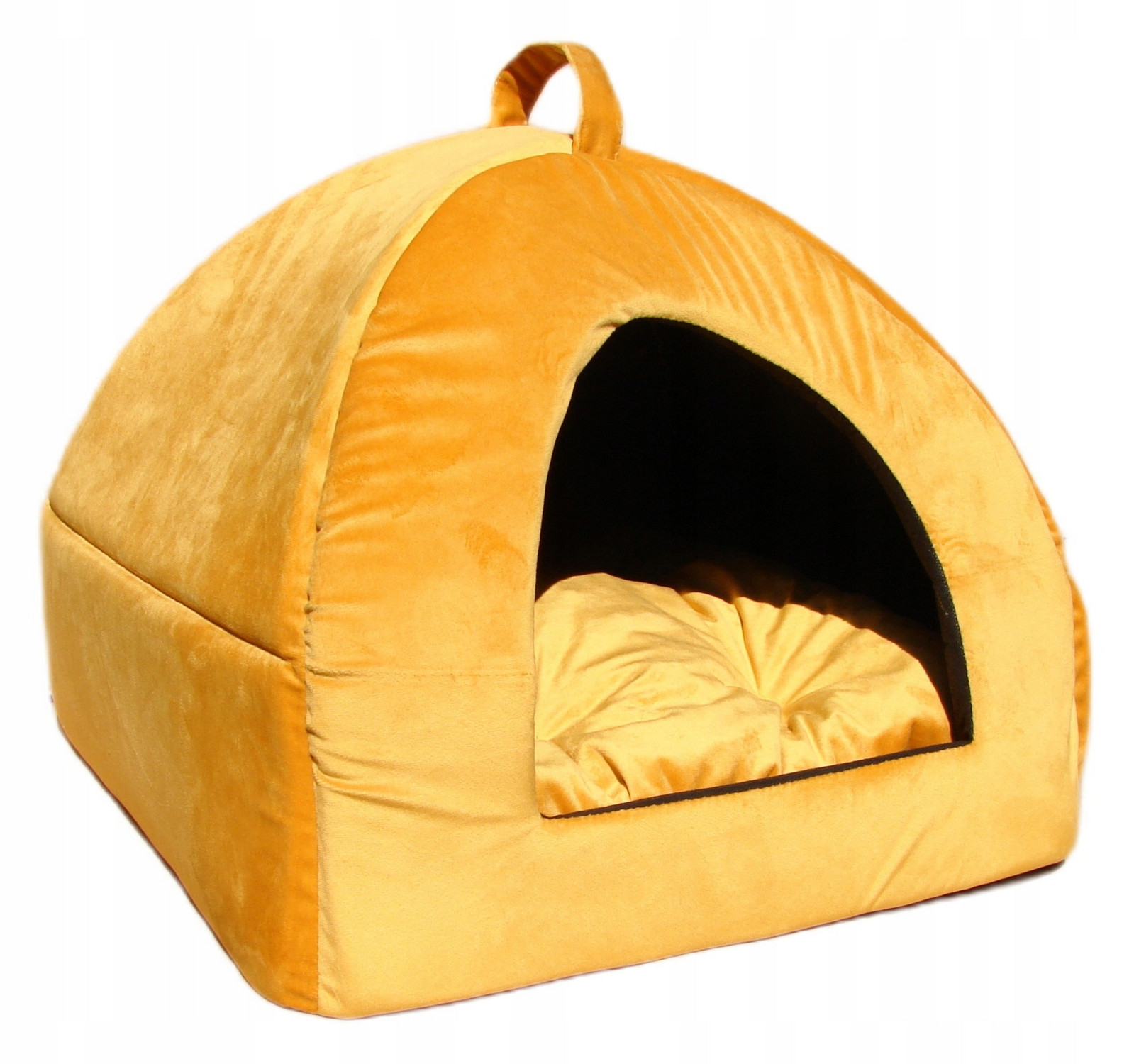 Domeček pro psa kočku pelíšek žlutá plyšová budka L R.3