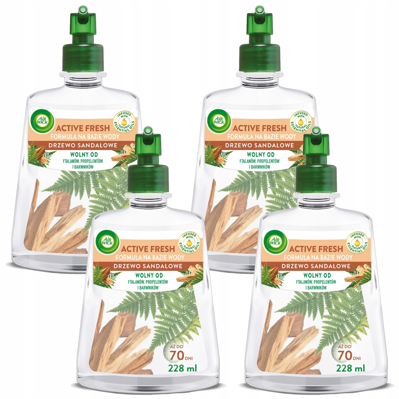 Air Wick Active Fresh Sada Náplní Do Osvěžovače Santalové Dřevo 4X228ML