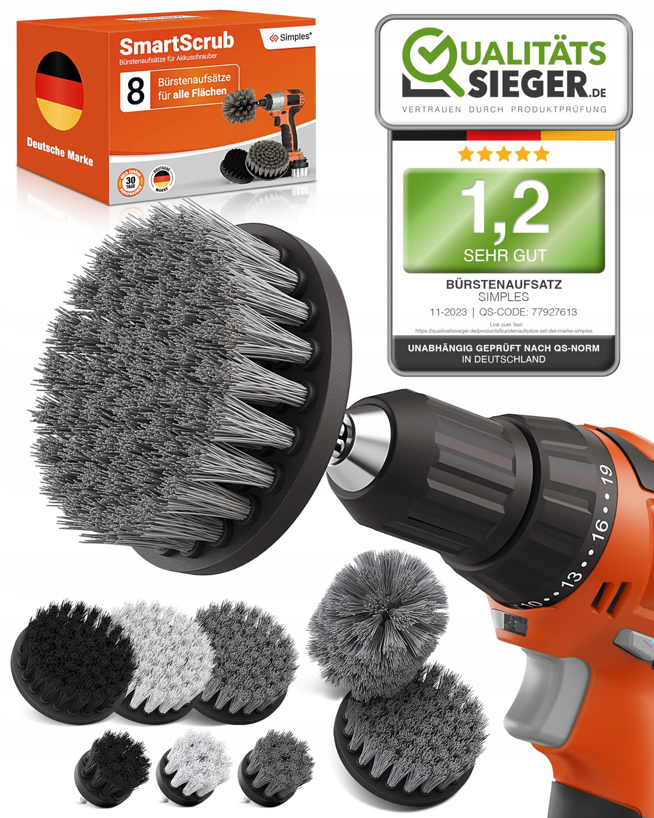 Simples Sada kartáčů pro šroubovák 8 kusů Různé tvrdosti