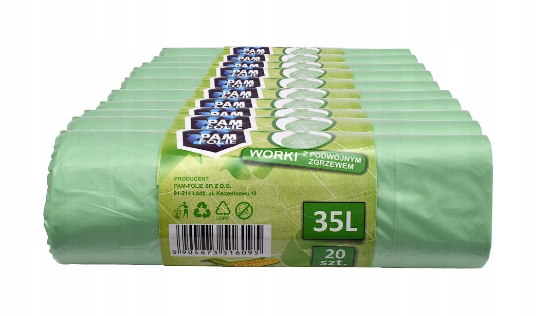 Pytle na odpad biologicky odbouratelné kompostovatelné 35L