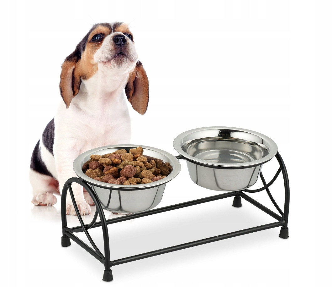 Stojan se 2 miskami pro psy nerezová ocel stanice na misky